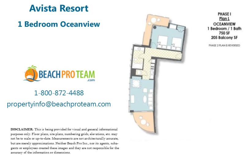 Avista Resort Floor Plan L - 1 Bedroom Ocean View